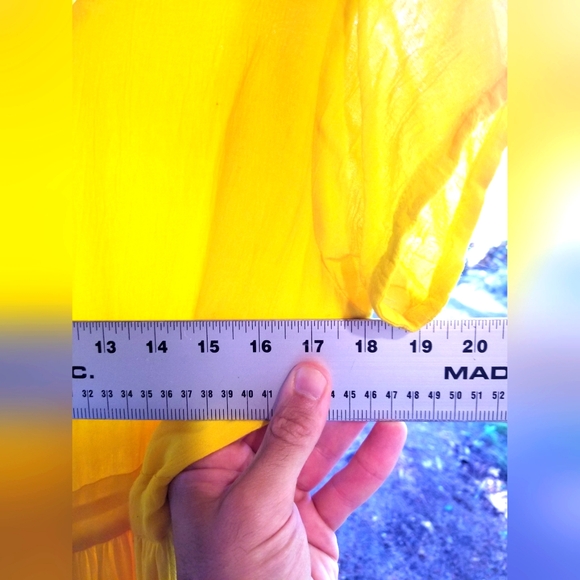 Summer Dress Yellow Maxi Medium Body Touch Brand Scoop Neck Shorr Sleeve Rayon - Picture 5 of 9